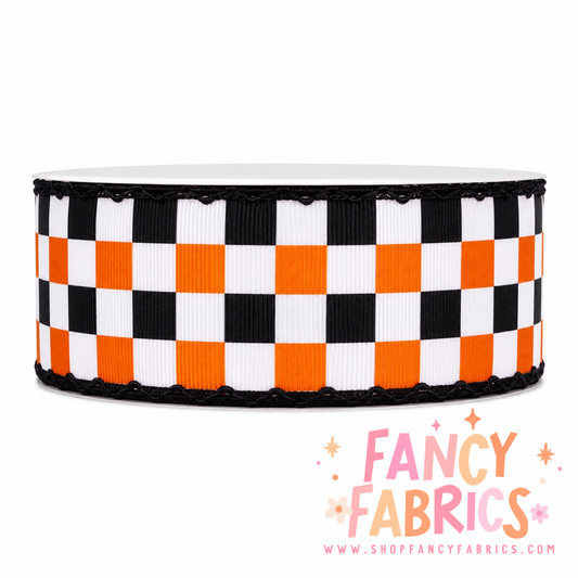 Halloween Checkers | 2" Single Sided | Moonstitch Printed Ribbon | Ready To Ship