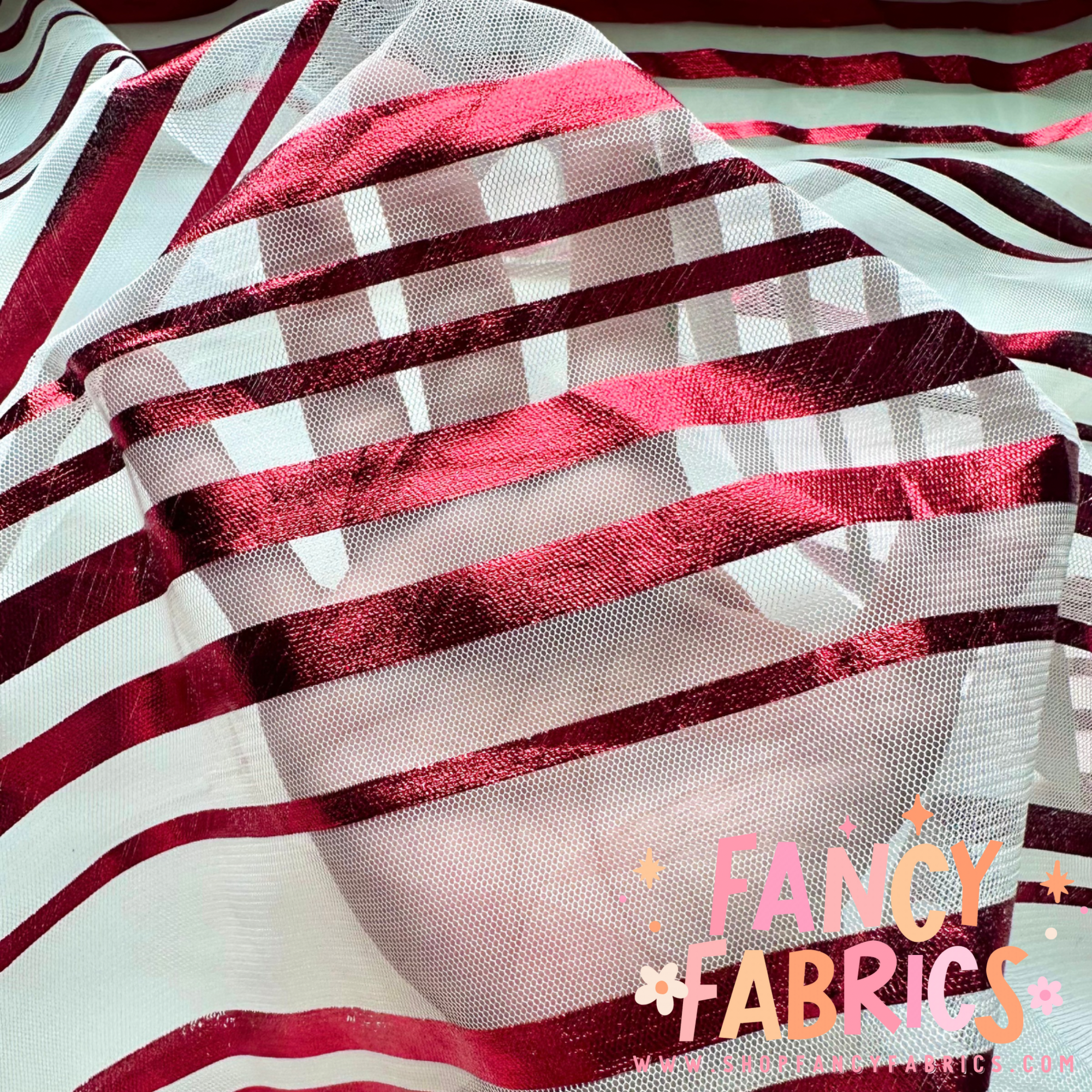 Candy Cane Stripes | Stretch Mesh | Ready To Ship