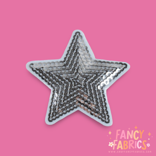 Silver Sequin Star | Iron On Patch