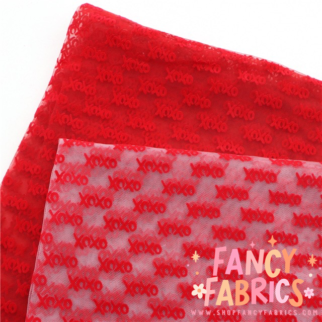 XOXO (Red) | Flocked Mesh | Ready To Ship