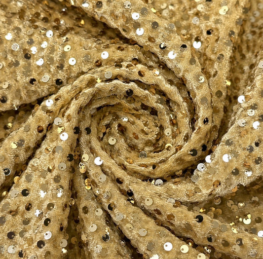 True Gold | Stretch Sequin Velvet | Ready To Ship