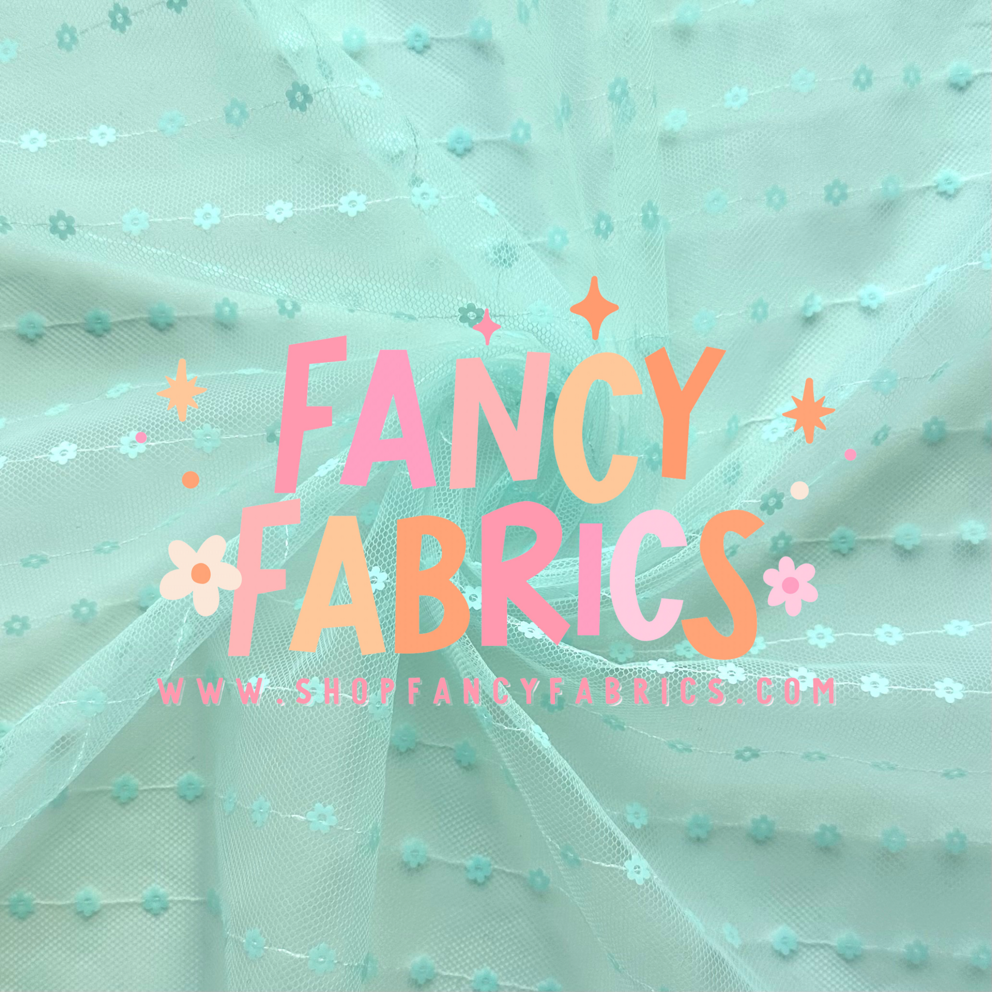 Blue/Green | Tiny Flower Sequin Mesh | Ready To Ship