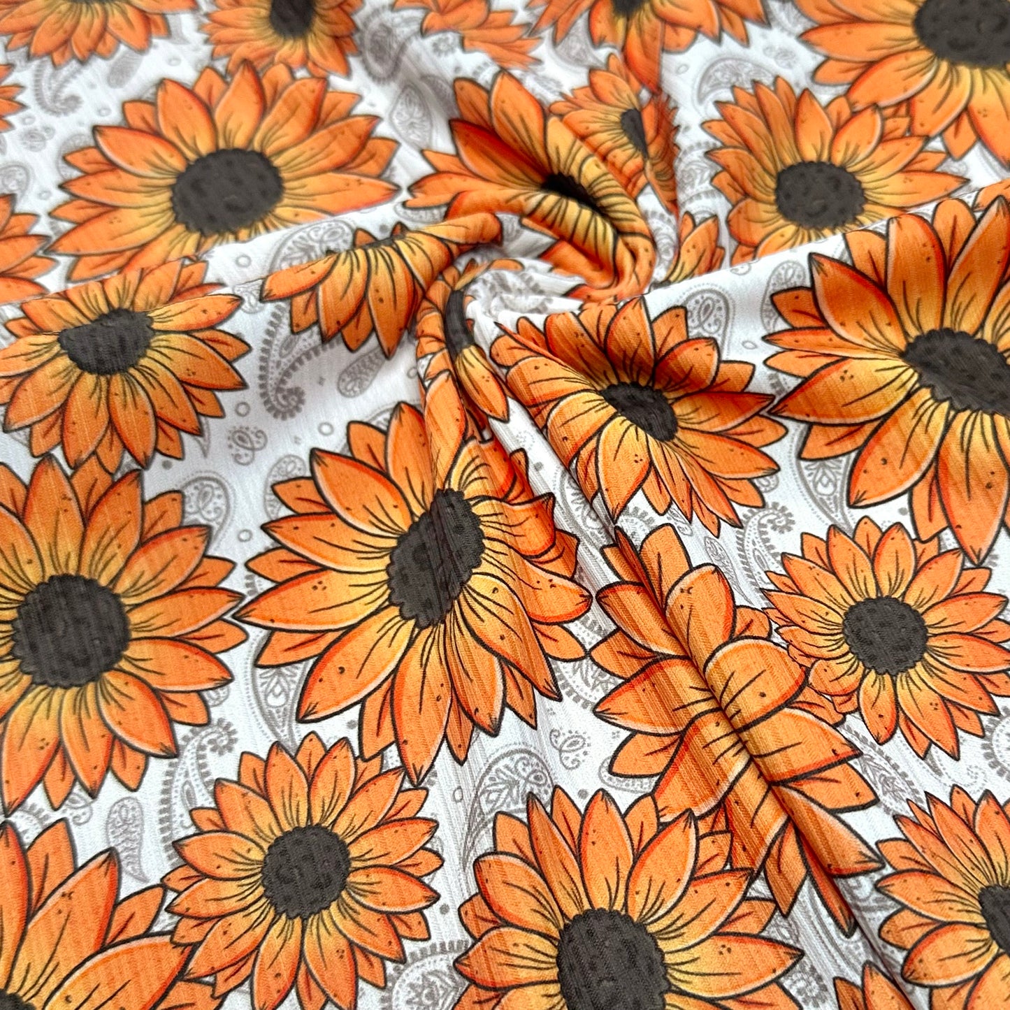 Paisley Sunflowers | 6x6 Scaling | Skinny Rib | Ready To Ship