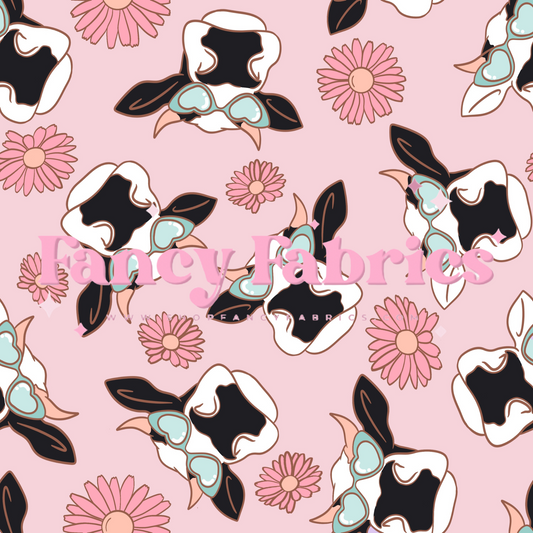 Flower Cows (Light Pink) | PREORDER | By The Yard