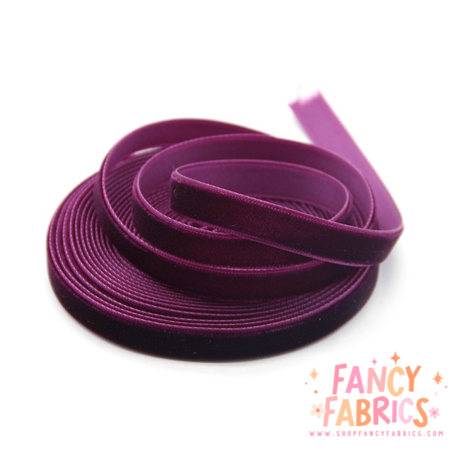 Eggplant | 3/8" Stretch Velvet | Ribbon | Sold By The Yard