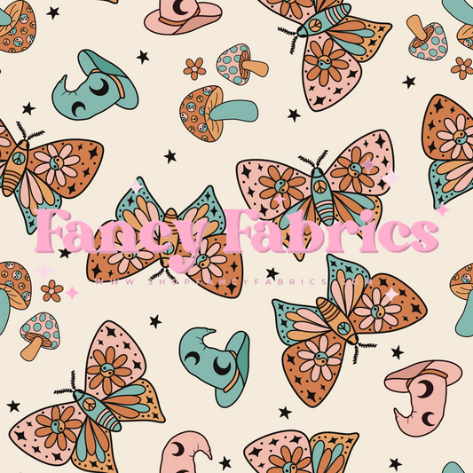 Lauren Liza Designs | Retro Boho Moths | PREORDER | By The Yard