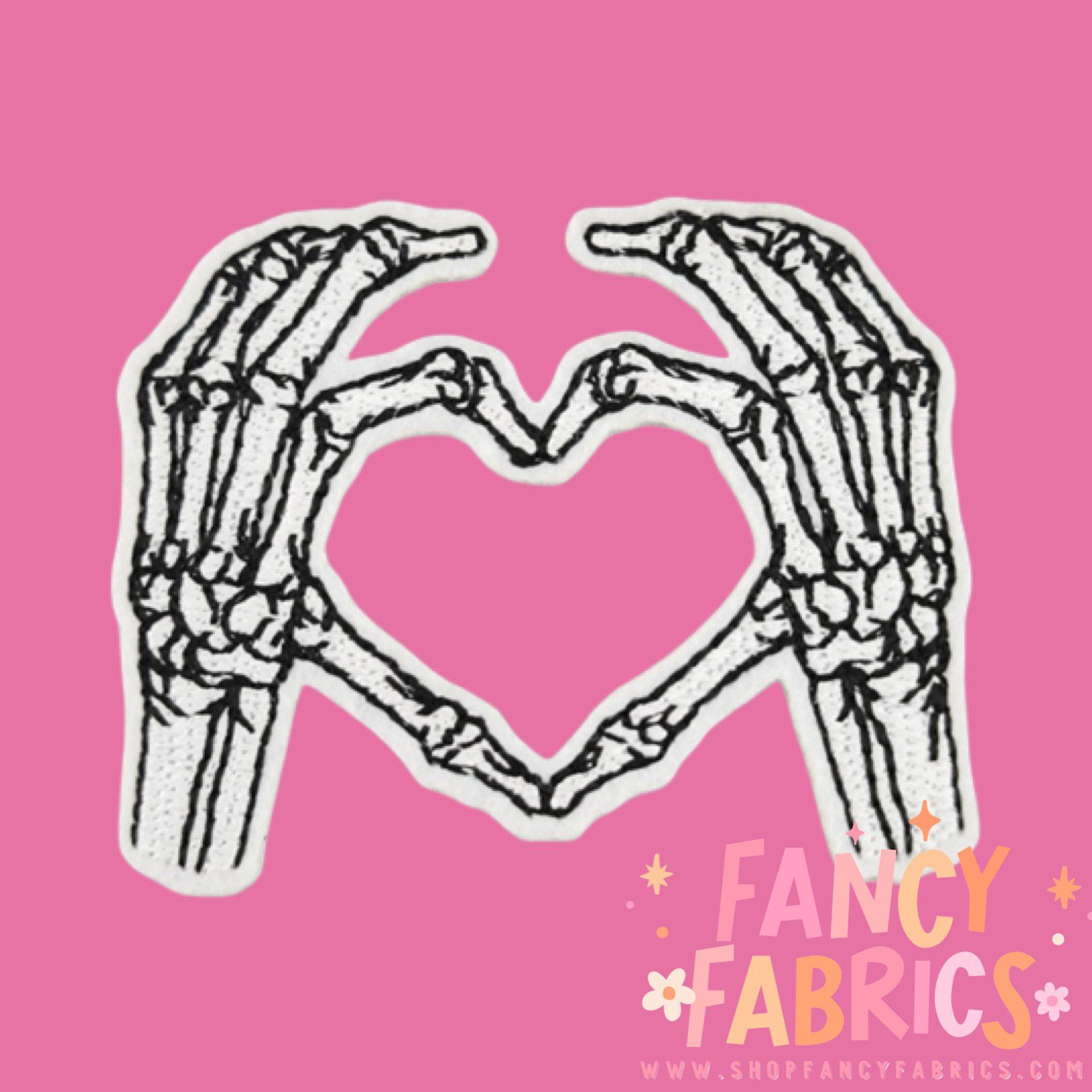 Skeleton Heart Hands | Iron On Patch