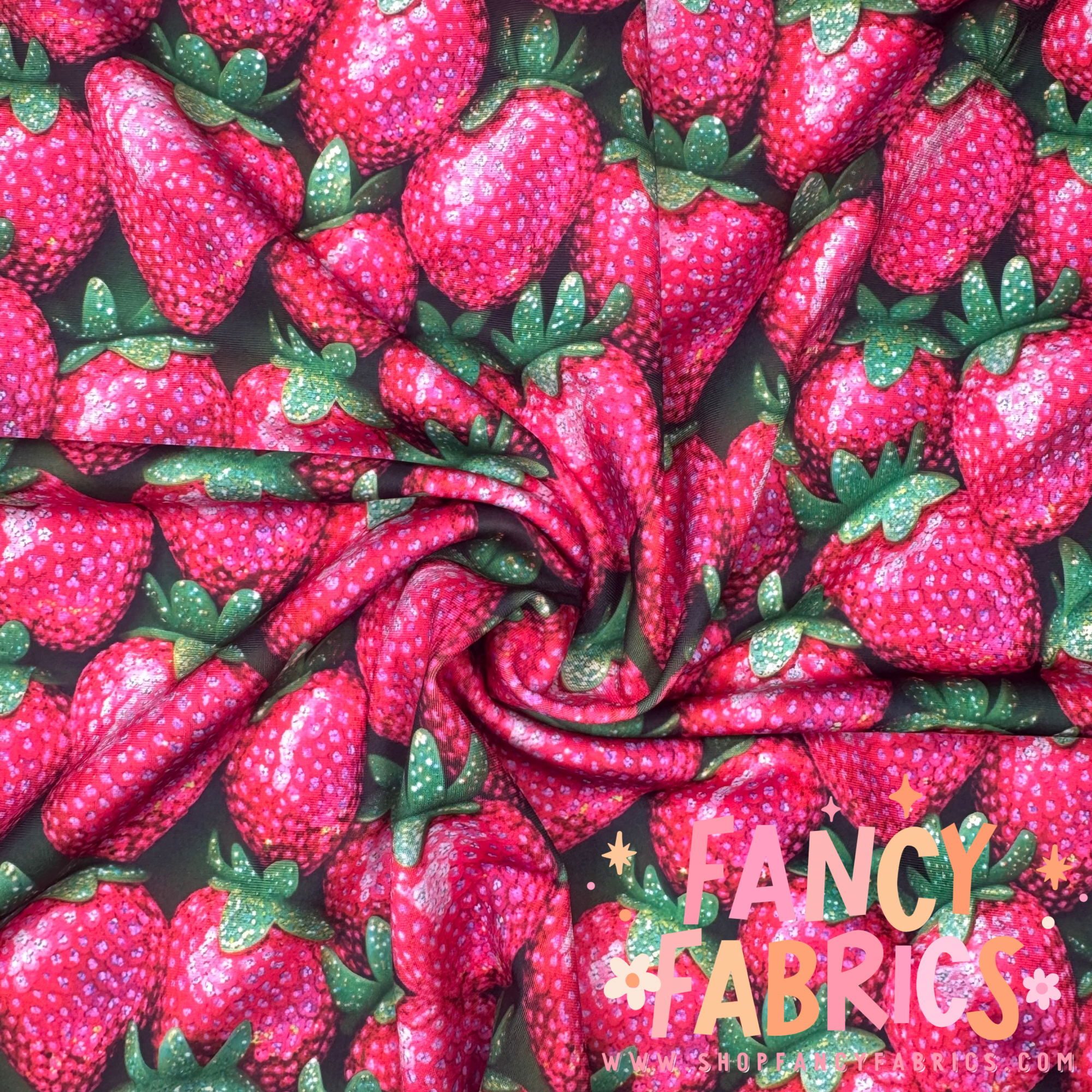 Sparkle Strawberries | Swim | 6x6 Scaling | Ready To Ship