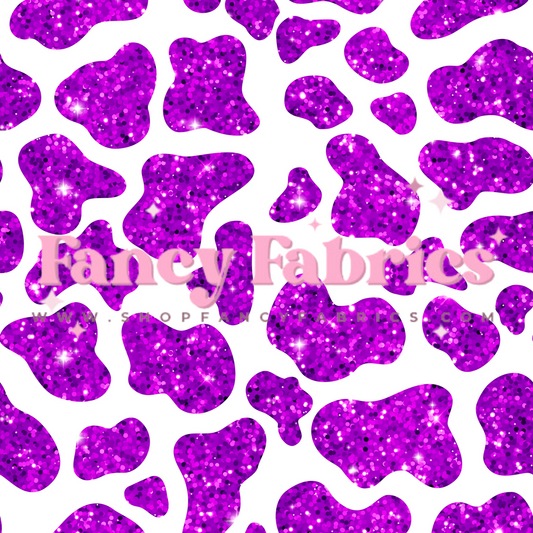 Creative Graphics | Purple Glitter Cow Print | PREORDER | By The Yard
