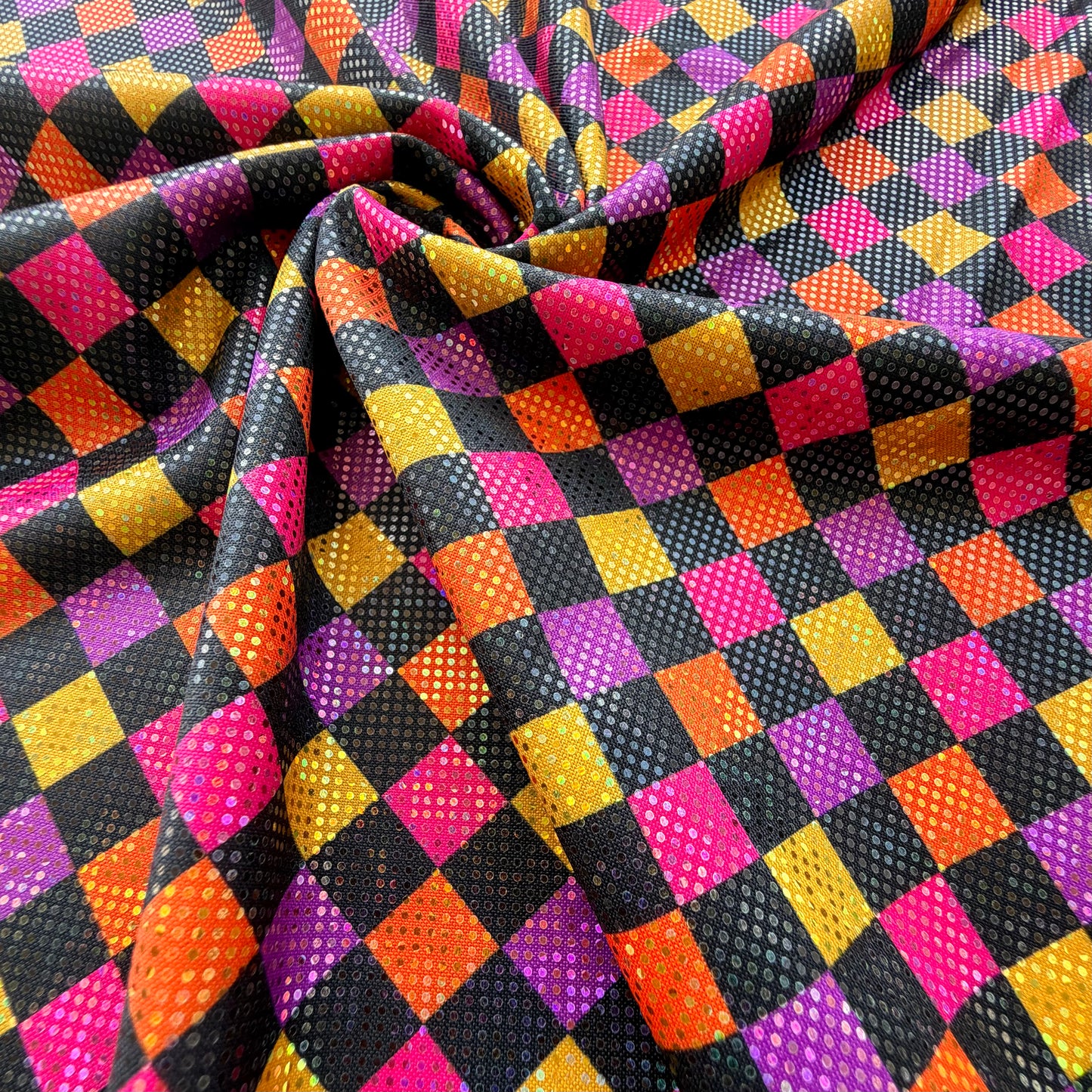 Colorful Halloween Checkers | 4x4 Scaling | Printed Shattered Holographic | Ready To Ship
