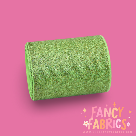 Lime Green | 3" Single Sided | Solid Glitter Ribbon | Ready To Ship