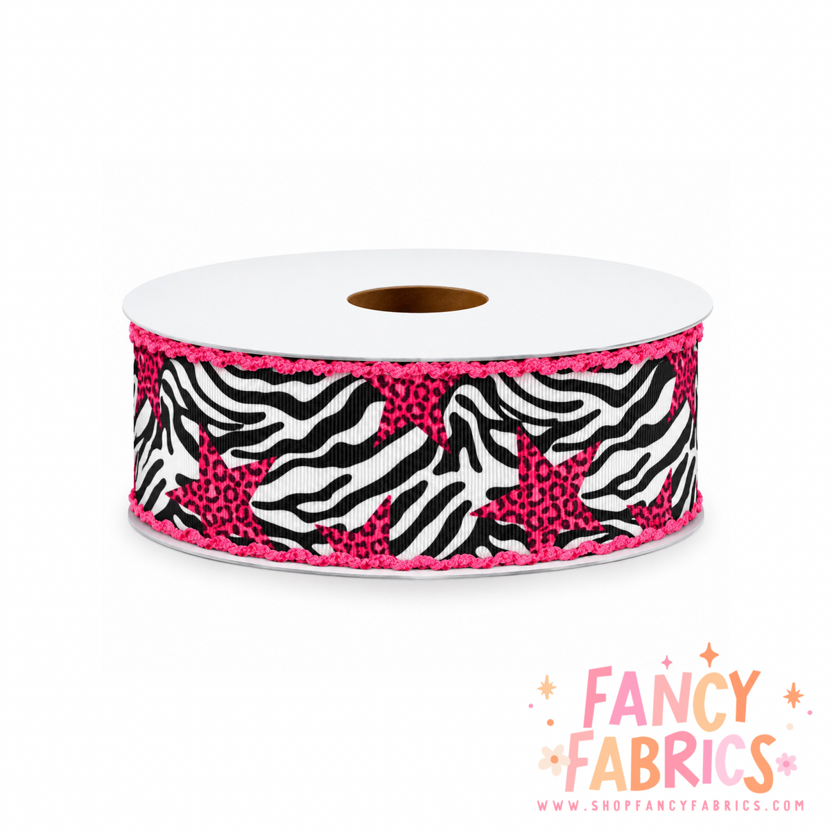 Zebra Stars | 2" Single Sided | Moonstitch Printed Ribbon | Ready To Ship