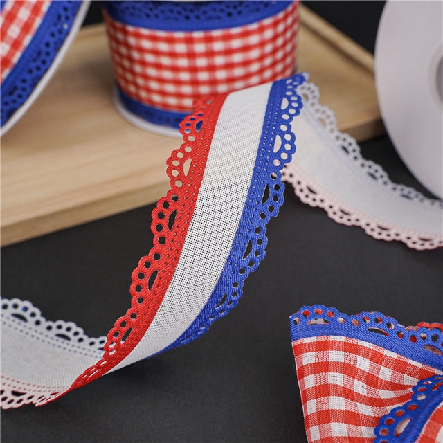 Red + Blue Plaid | 1.5" Single Sided | Ribbon | Ready To Ship