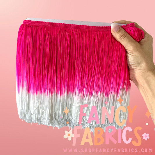 Dark Pink + White | Ombré Fringe | By The Yard