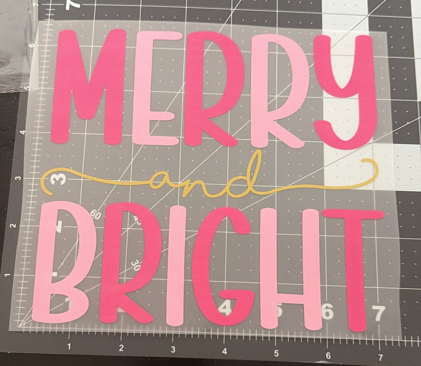 Merry And Bright (Pink + Gold) | Child Size | DTF Transfer