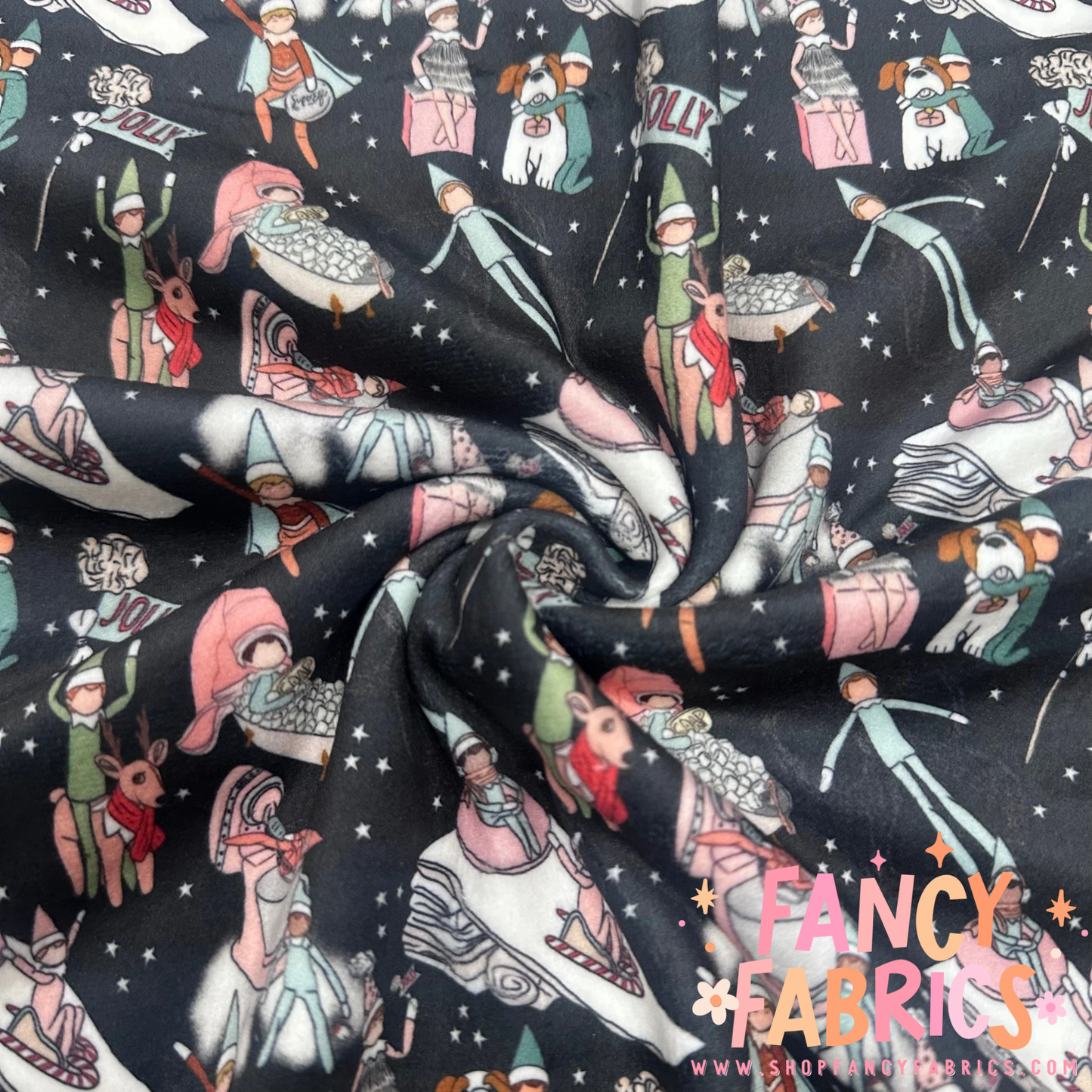 Elves (Black) | Single Sided Minky | Ready To Ship