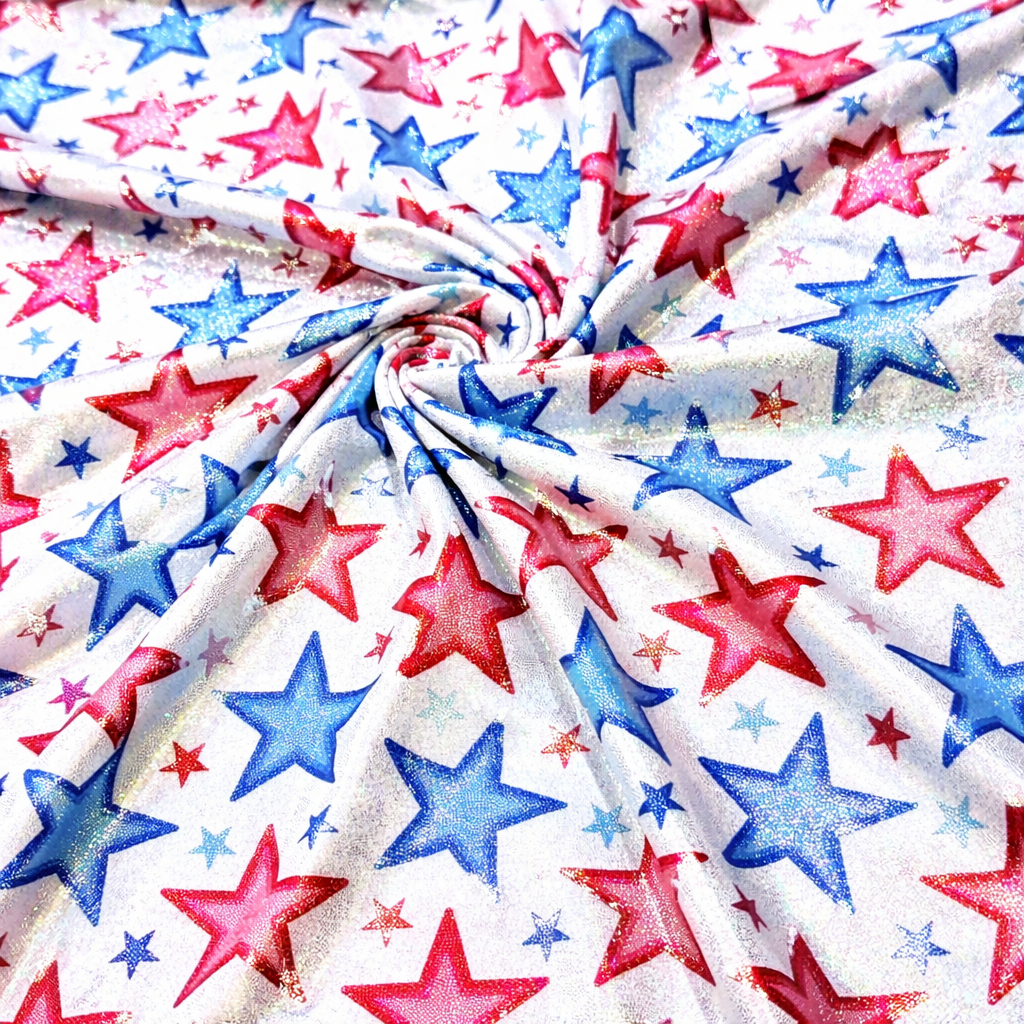 Red & Blue Stars | 4x4 Scaling | Printed Holographic | Ready To Ship