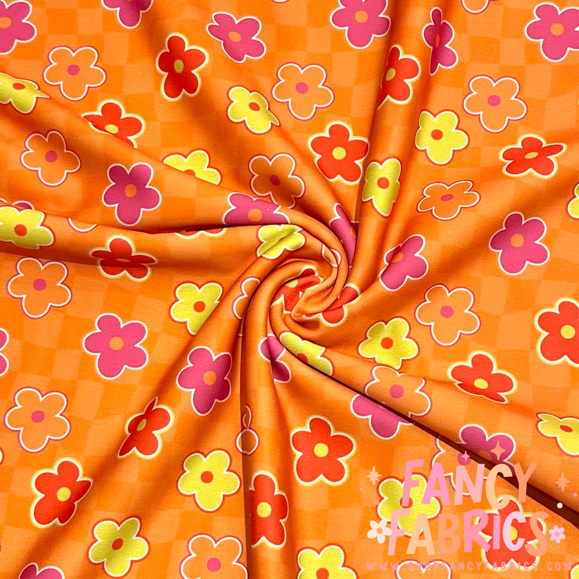 Neon Flowers (Orange) | Swim | 4x4 Scaling | Ready To Ship