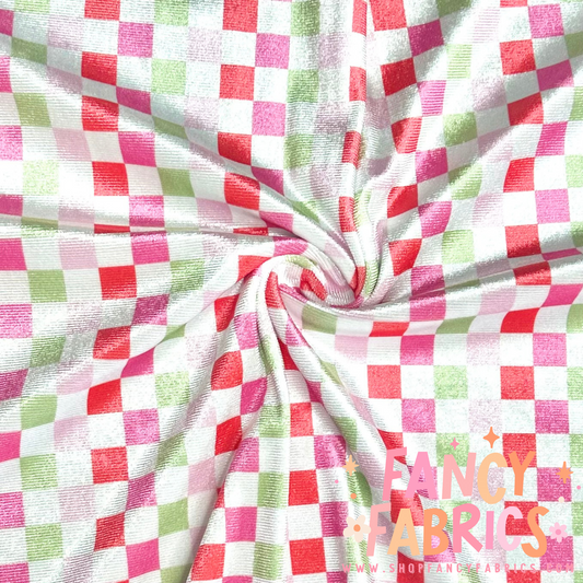 Trendy Christmas Checks | 4x4 Scaling | Stretch Velvet | Ready To Ship