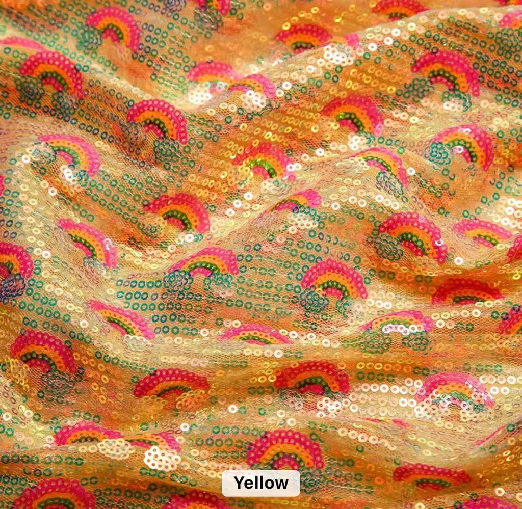 Yellow | Rainbow Sequin Mesh | Ready To Ship
