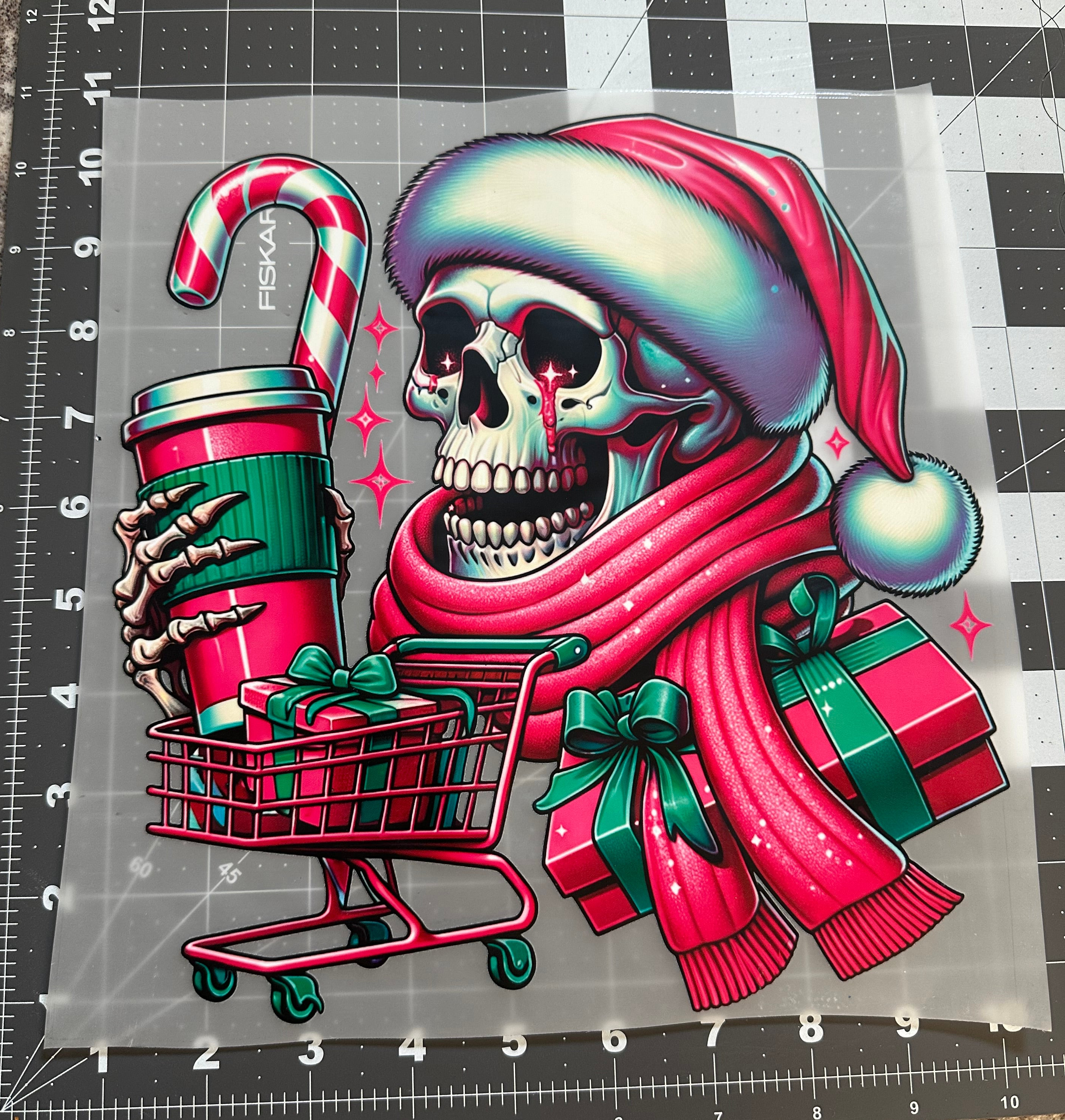 Christmas Shopping Skelly | Adult Size | DTF Transfer | Ready To Ship