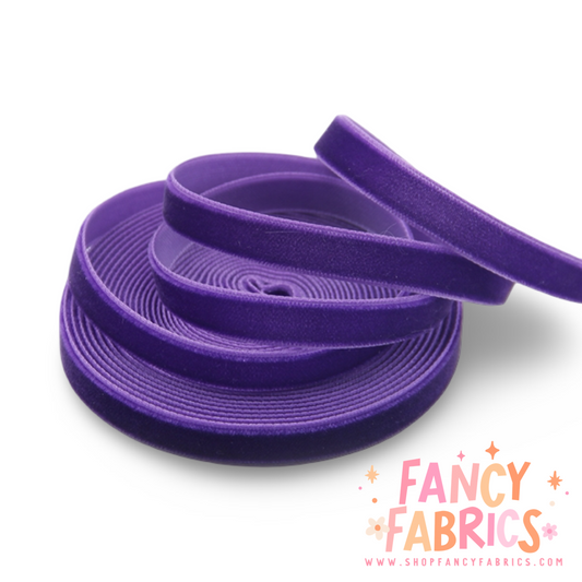 Purple | 3/8" Stretch Velvet | Ribbon | Sold By The Yard