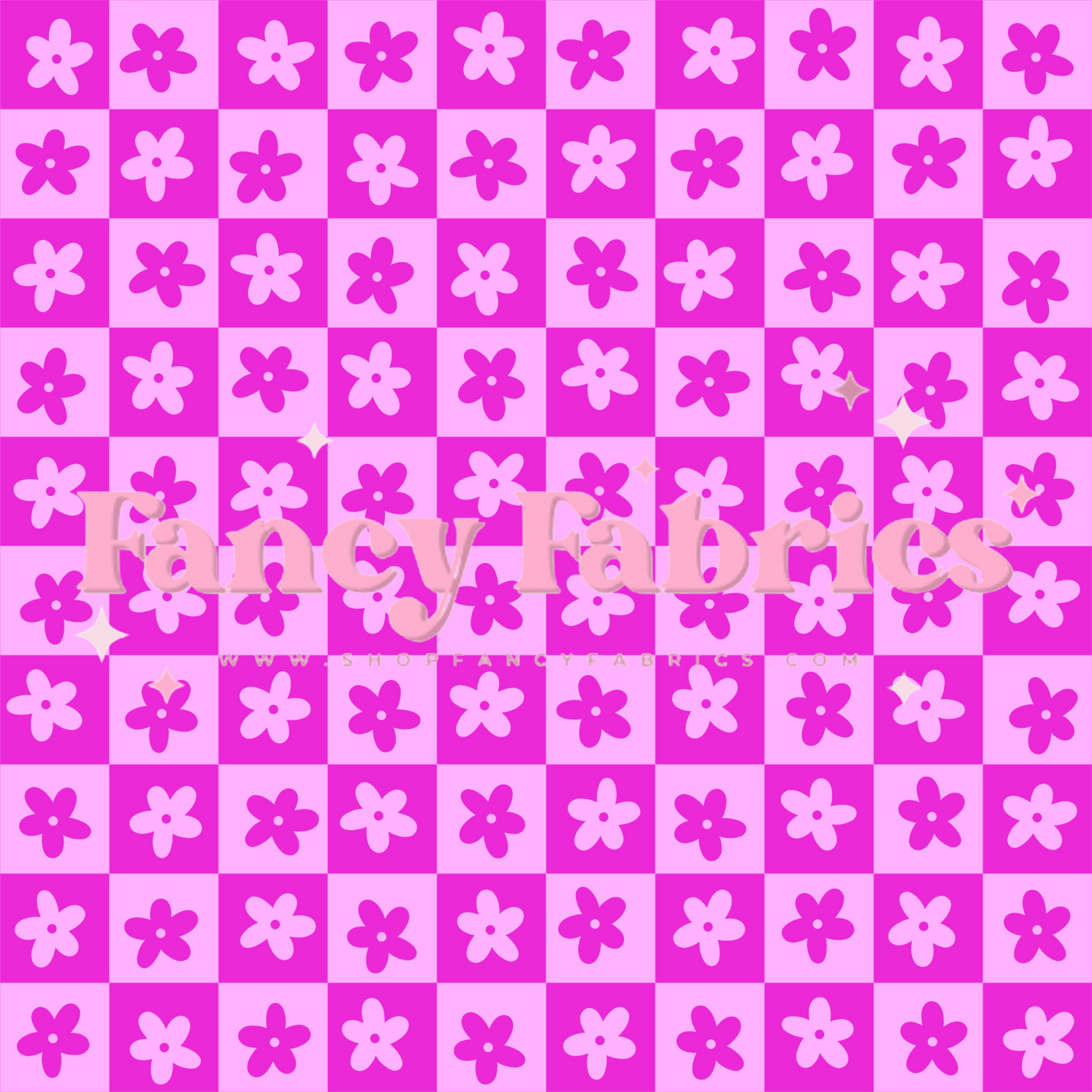 Tiny Flower Checkers (Pink) | PREORDER | By The Yard