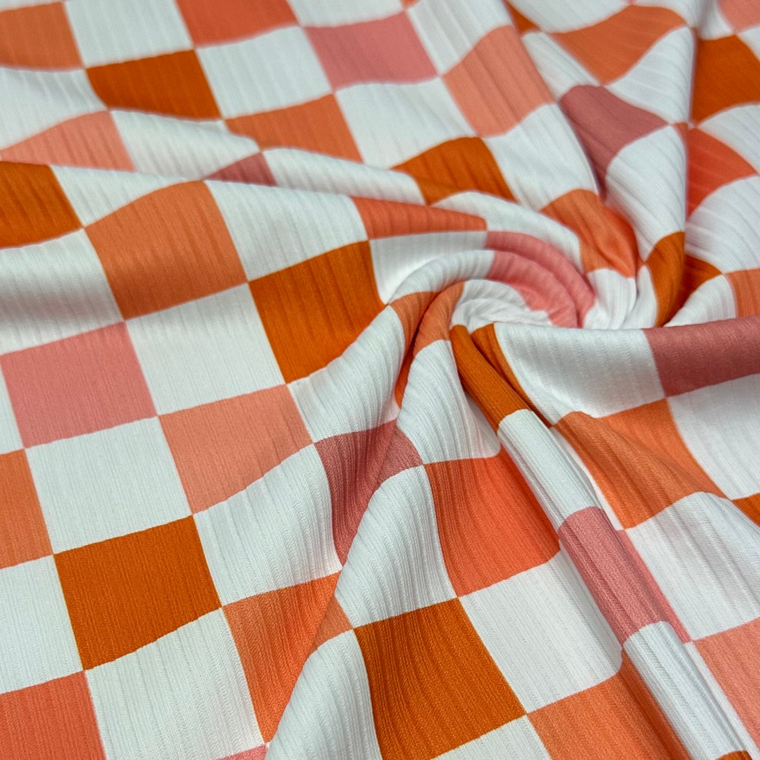 Orange Checkers | 8x8 Scaling | Skinny Rib | Ready To Ship