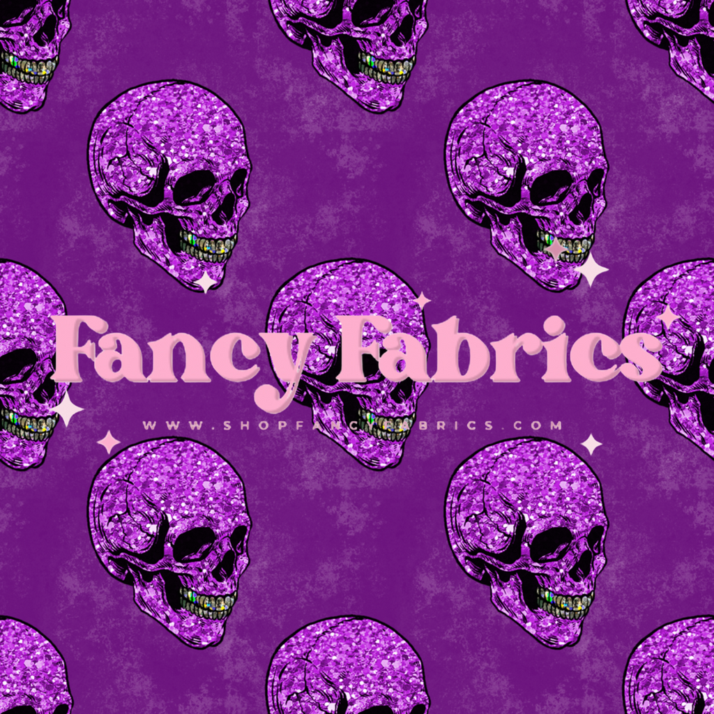 Glitter Skulls (Purple) | PREORDER | By The Yard