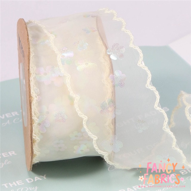 Spring Floral (Holo) | 1.5" Moon Ribbon | Ready To Ship