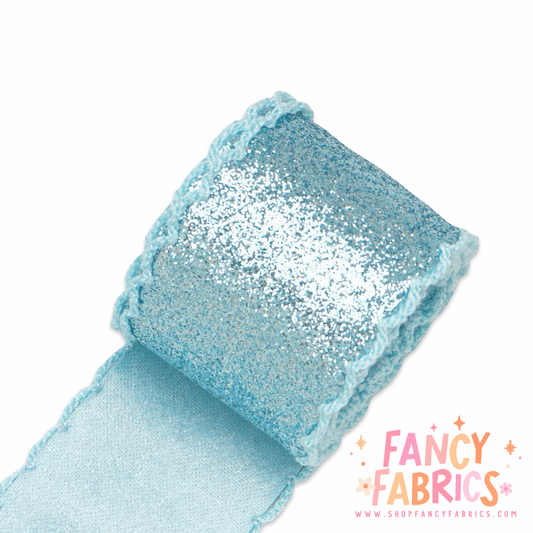 Blue | 2.25" Single Sided | Glitter Moonstitch Ribbon | Ready To Ship