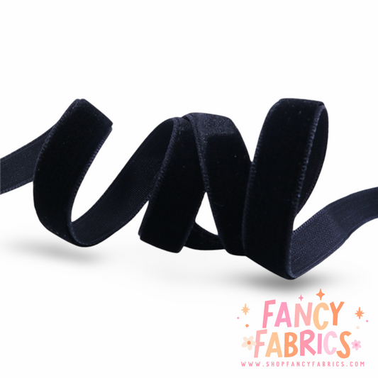 Black | 3/8" Stretch Velvet | Ribbon | Sold By The Yard