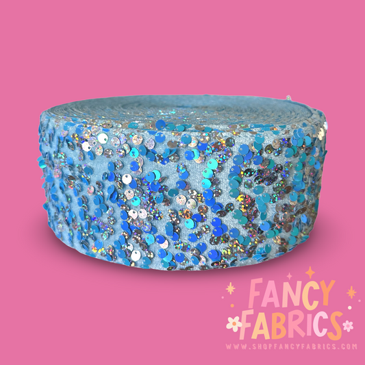 Icicle | 3" Single Sided | Sequin Velvet Ribbon | Ready To Ship