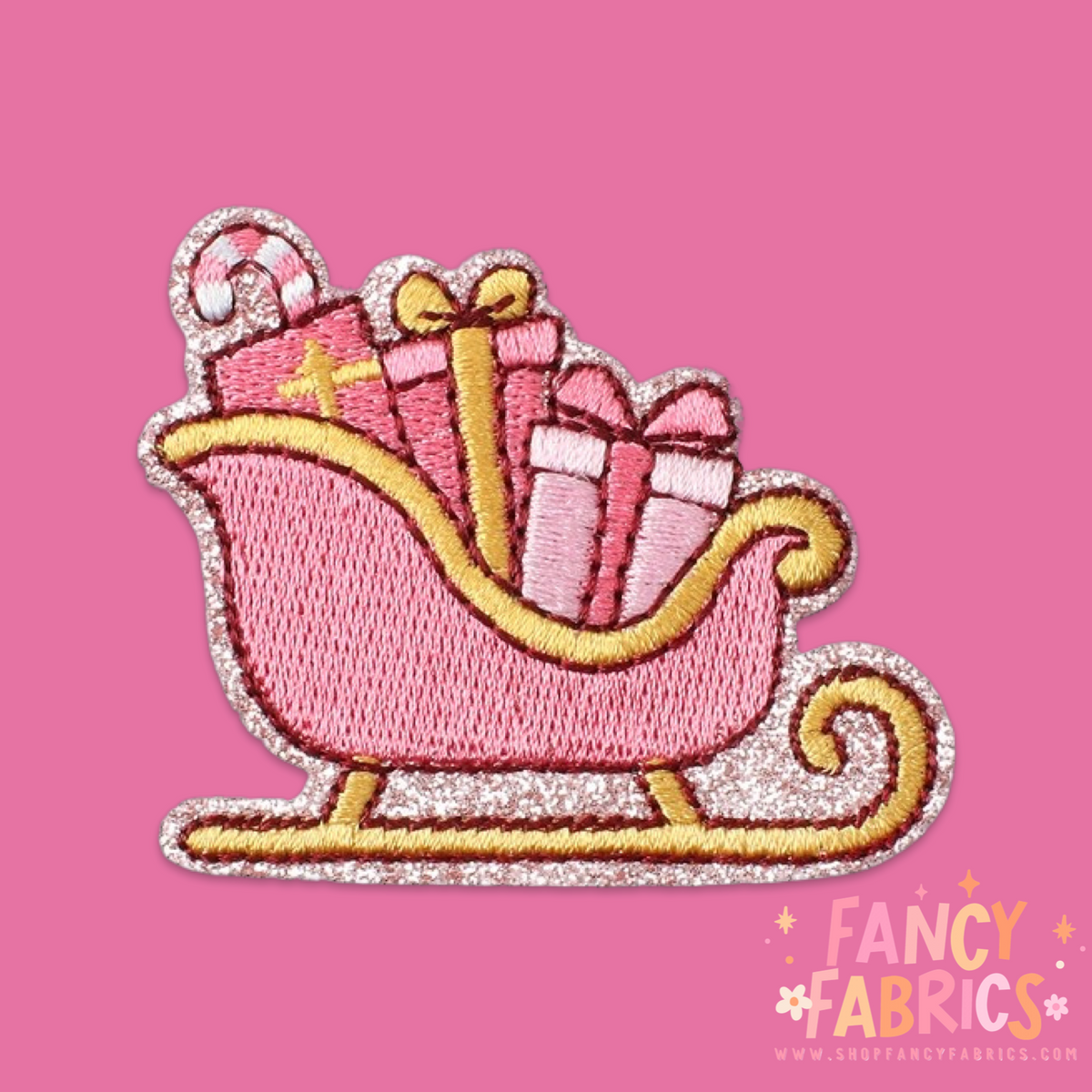 Pink Christmas Sleigh | Iron On Patch