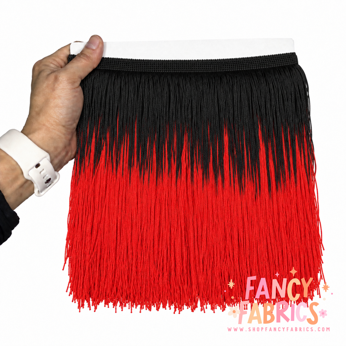 Black + Red | Ombré Fringe | By The Yard