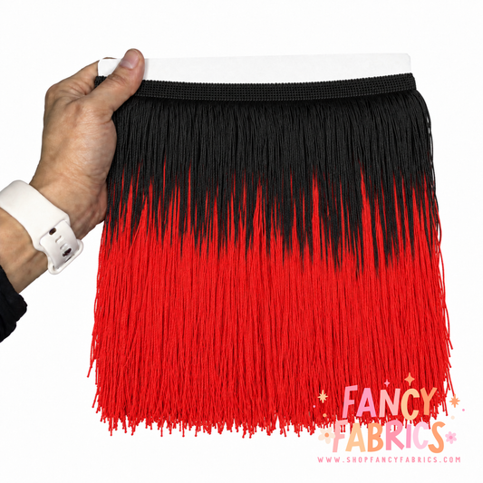 Black + Red | Ombré Fringe | By The Yard