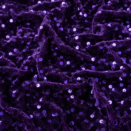 Dark Purple | Stretch Sequin Velvet | Ready To Ship