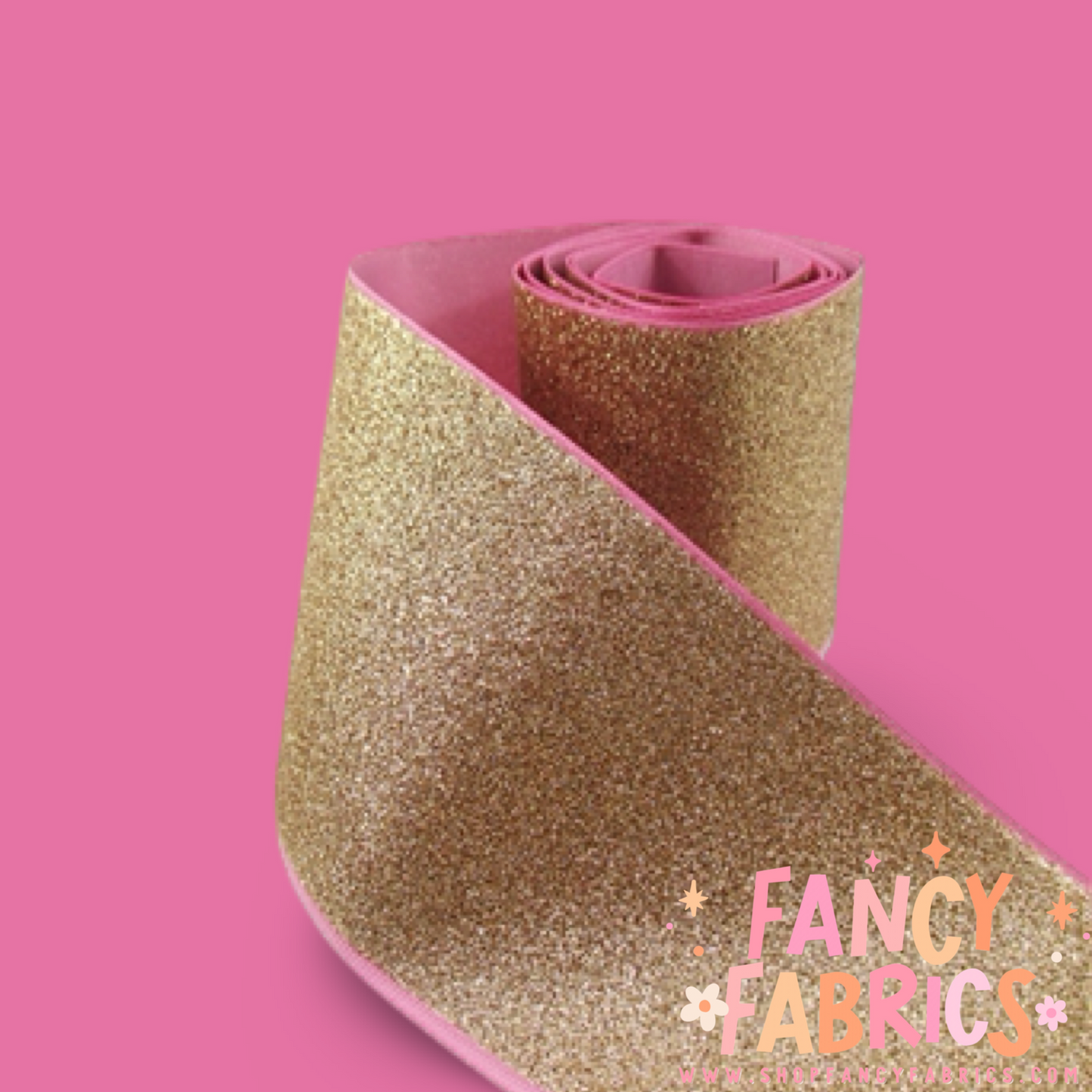 Pink + Gold | 3" Single Sided | Solid Glitter Ribbon | Ready To Ship