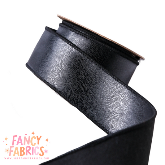 Black | 1.5" Single Sided | Pleather Ribbon | Ready To Ship