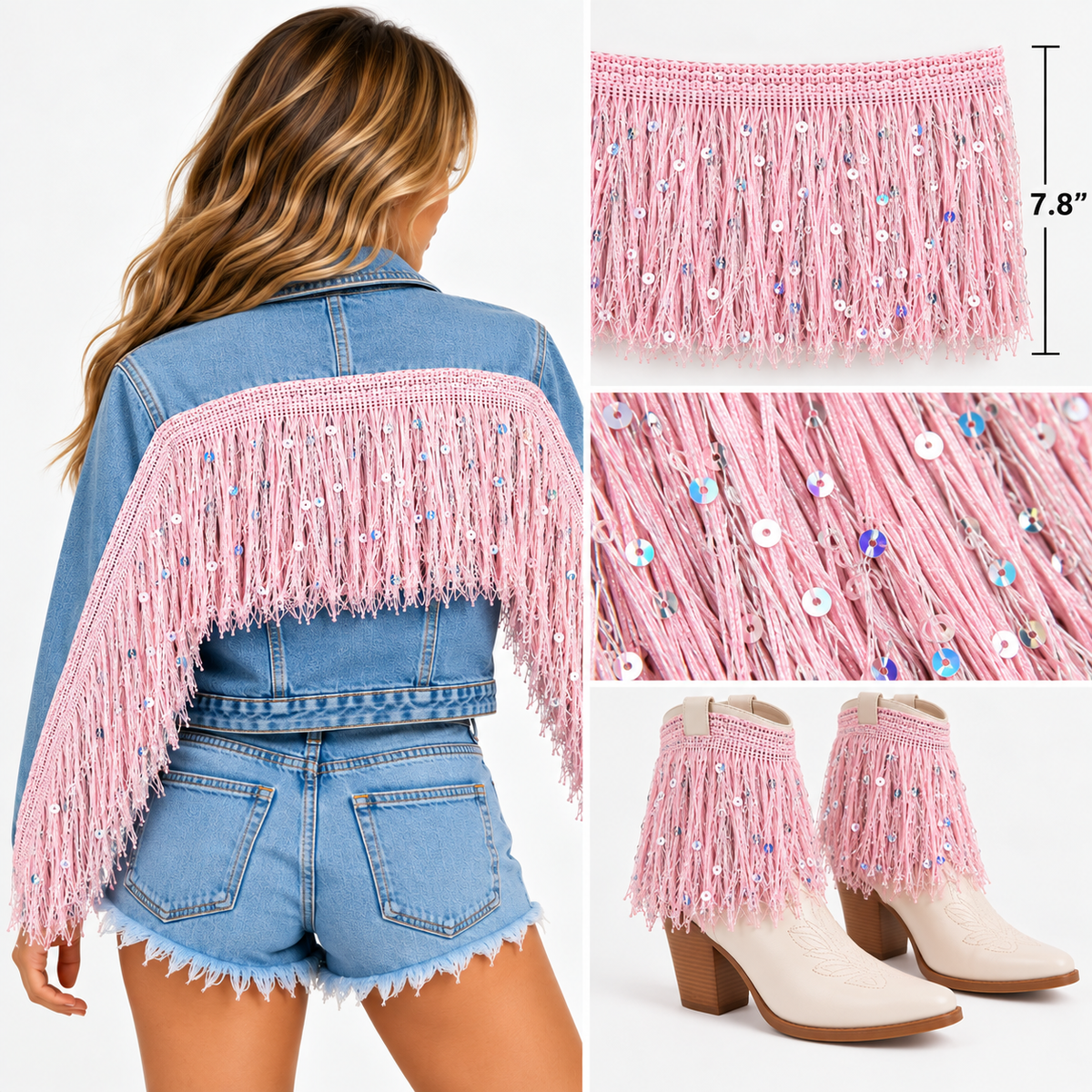 Light Pink | Sequin Fringe | By The Yard