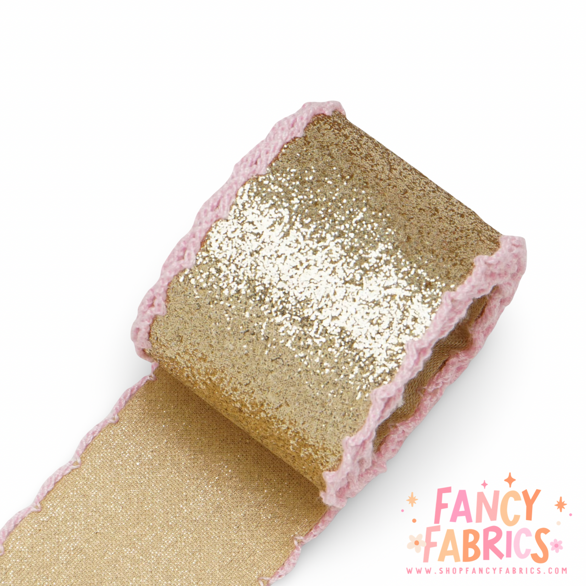 Rose Gold | 2.25" Single Sided | Glitter Moonstitch Ribbon | Ready To Ship