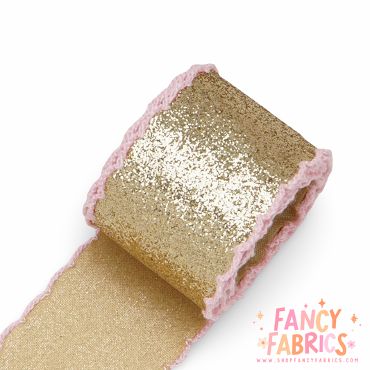 Rose Gold | 2.25" Single Sided | Glitter Moonstitch Ribbon | Ready To Ship