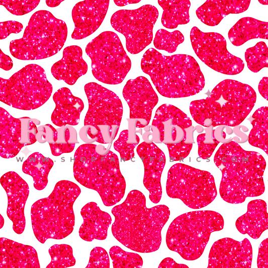 Creative Graphics | Hot Pink Glitter Cow Print | PREORDER | By The Yard