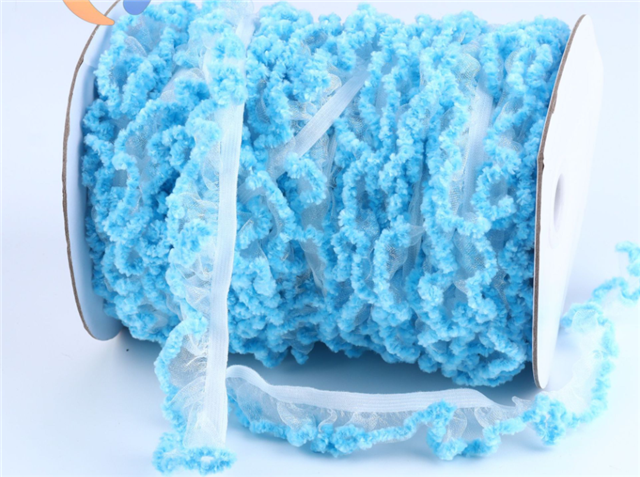 Fuzzy Trim (Blue) | Ruffle Trim