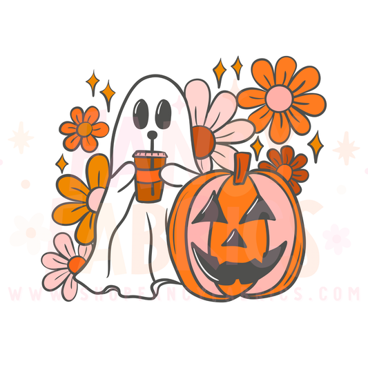 Coffee Drinking Ghost | Child Size | DTF Transfer