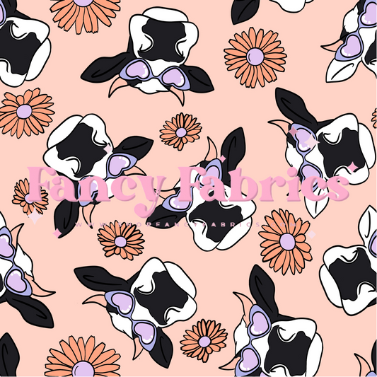 Flower Cows (Peach) | PREORDER | By The Yard