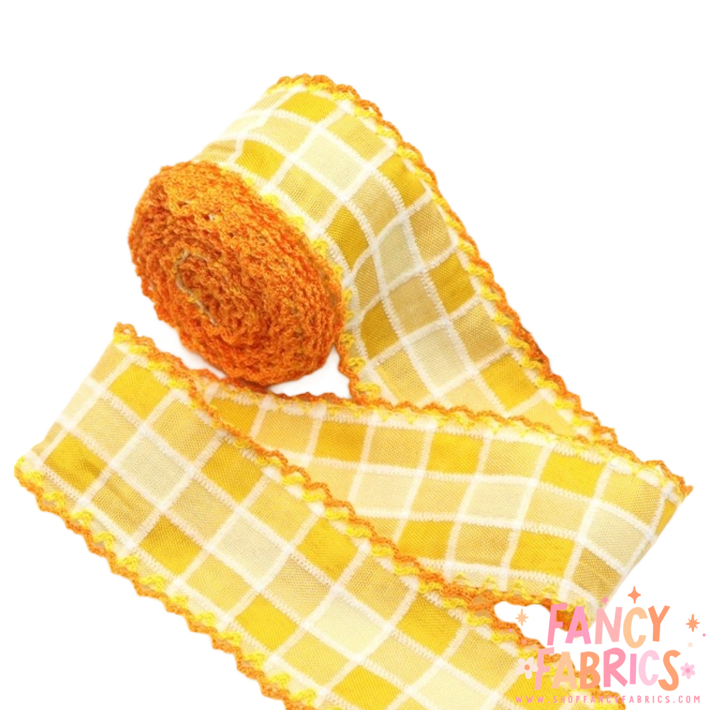 Yellow Plaid | 1.5" Double Hook Ribbon | Ready To Ship