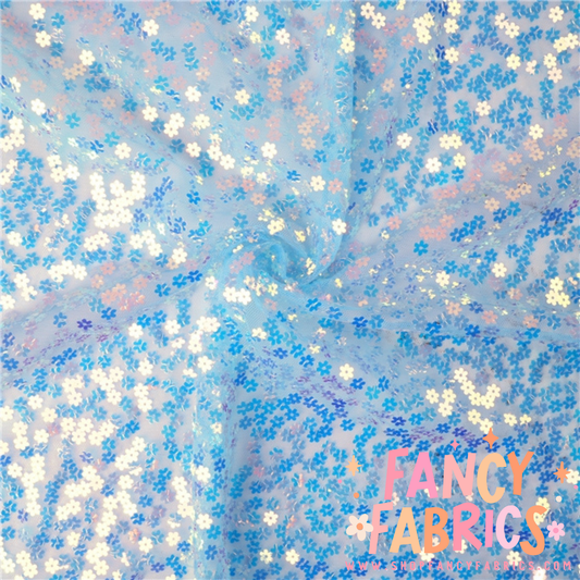 Baby Blue | Floral Sequin Mesh | Ready To Ship
