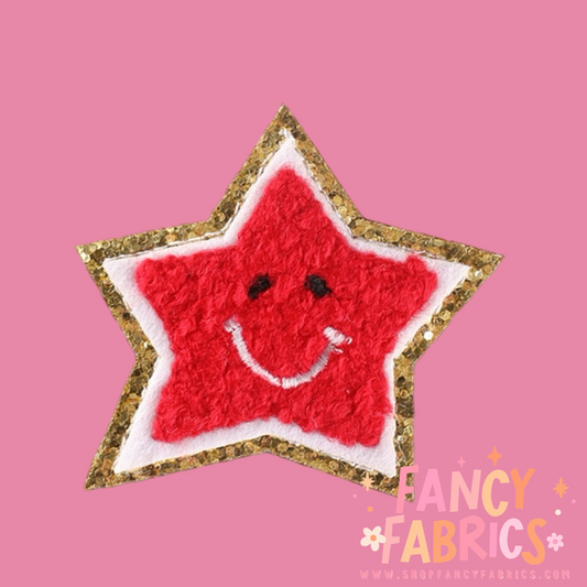 Smiley Star (Red) | Iron On Patch