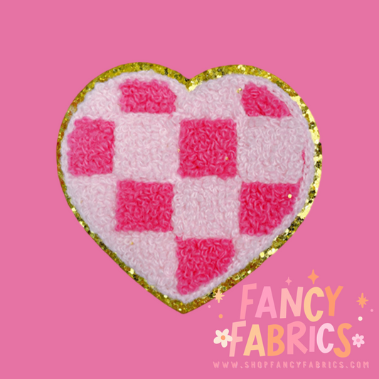 Checker Heart (Pink) | Iron On Patch